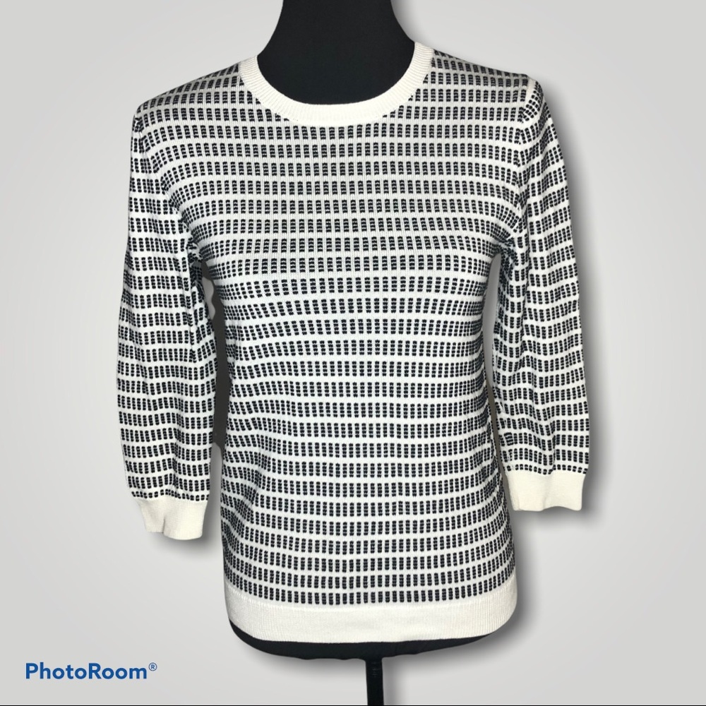 J. Crew Factory Knit Sweater Black Geometric